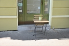 Back at street level, the Donut Shop has some tables outside on the pavement.