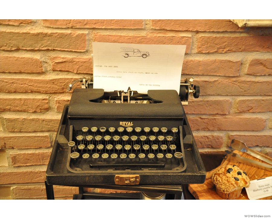 ... this old manual typewriter, where you can leave messages for the other customers...