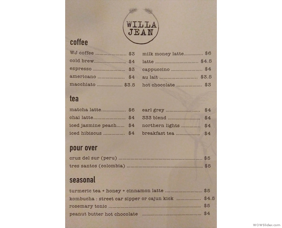 If you decide to stay for coffee (or a meal) then you'll get your own coffee/drinks menu.