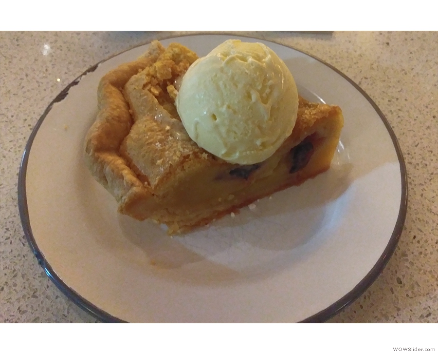 ... which I followed up with a slice of blackberry pie, plus a scoop of vanilla ice cream.