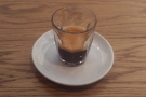 First up, the East End Blend, seen here as an espresso, served in a glass...