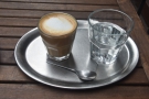 I also had a flat white, again beautifully presented on a tray with a glass of water.