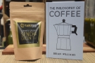 I swapped a bag of sencha loose-leaf tea for a copy of my book, The Philosophy of Coffee.