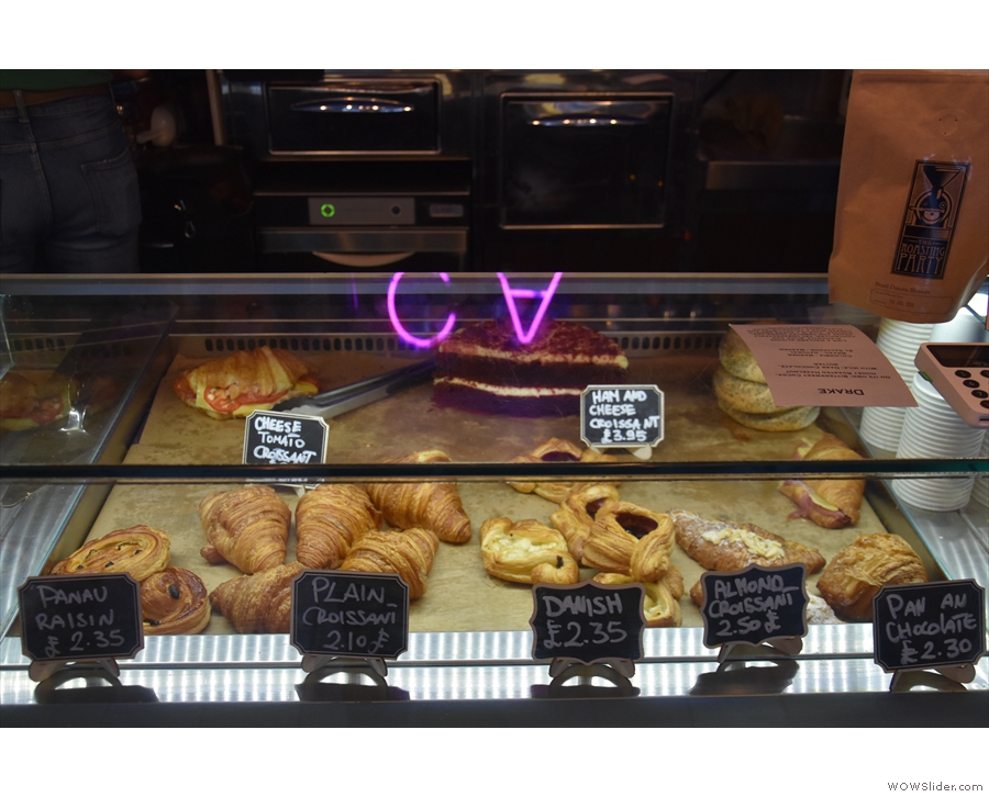 ... and pastries which take up almost the full width of the counter.