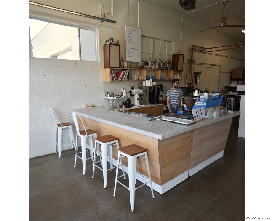 ... where you'll find more seating, starting with these four seats at the counter's front...