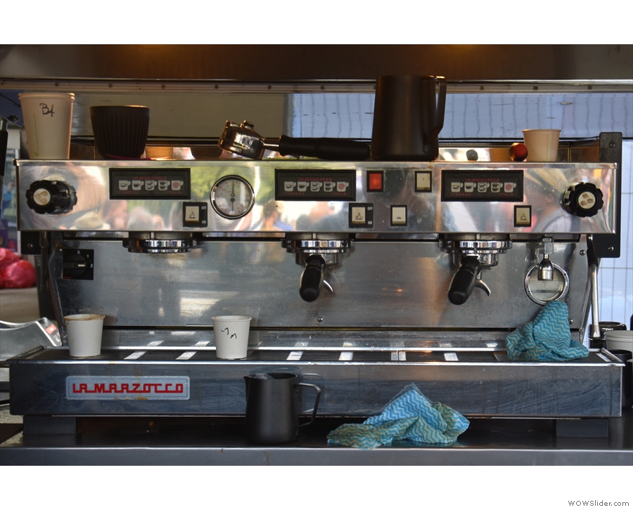 Another one with the espresso machine mounted at the back (a La Marzocco Linea)...