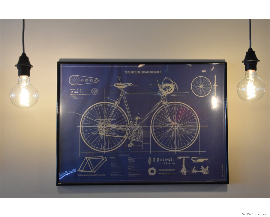 ... while this poster, a diagram of a bicycle, is at the back.