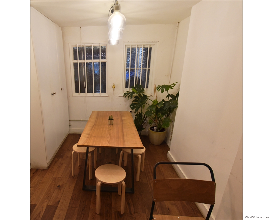 ... leaving this little nook with a five-person communal table with low stools.
