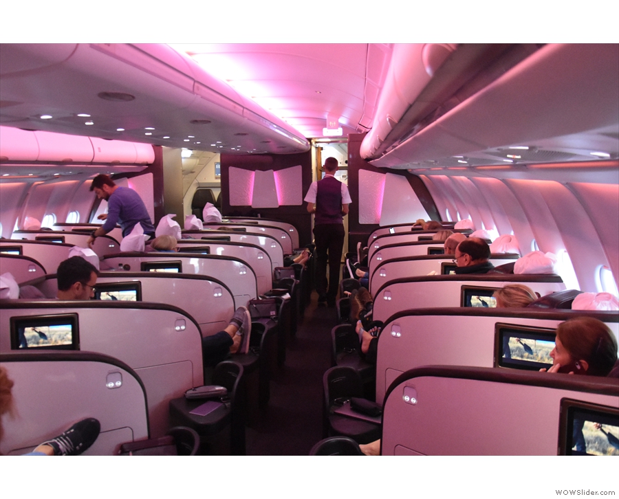 The Upper Class cabin on my Virgin Atlantic Airbus A330-300, Miss England...