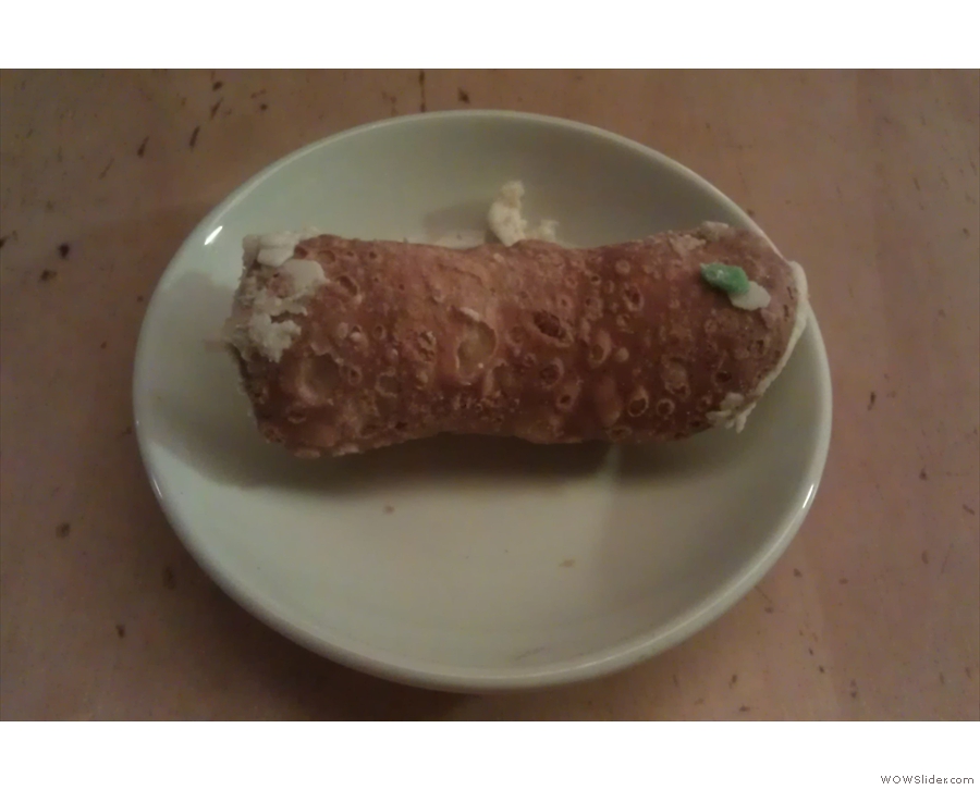 White chocolate cannoli: crispy, crunchy shell, soft creamy filling, but not too sweet.