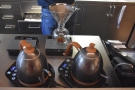 I started with the Peruvian single-origin as a pour-over, which is being prepared here.
