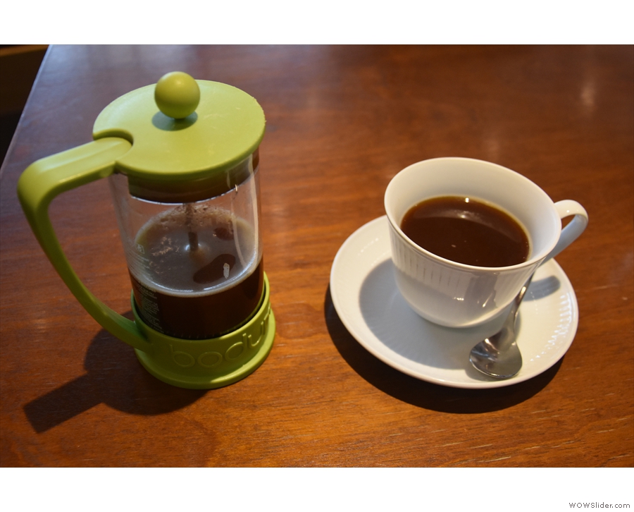 ... while on my recent visit, I had a  naturally-processed Brazilian, served in the cafetiere...