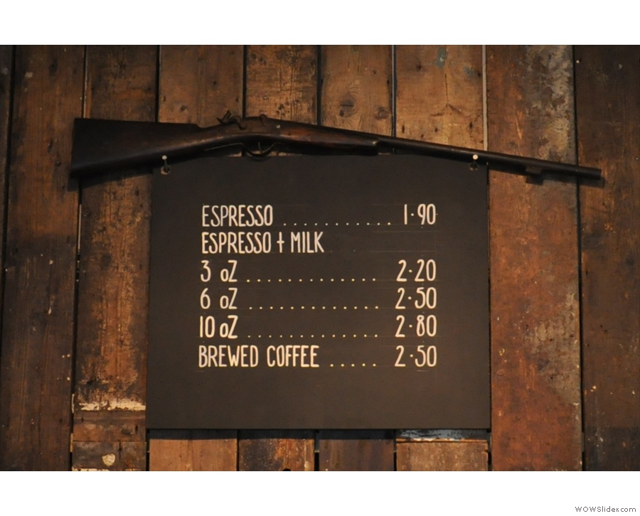 A nice and concise coffee menu.