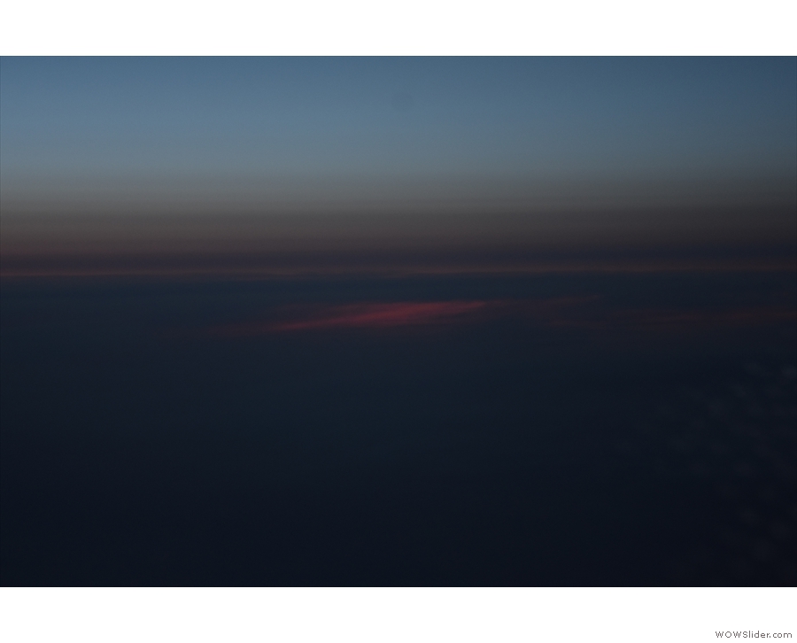 As the sun dipped below the horizon, so the cabin lights were dimmed.
