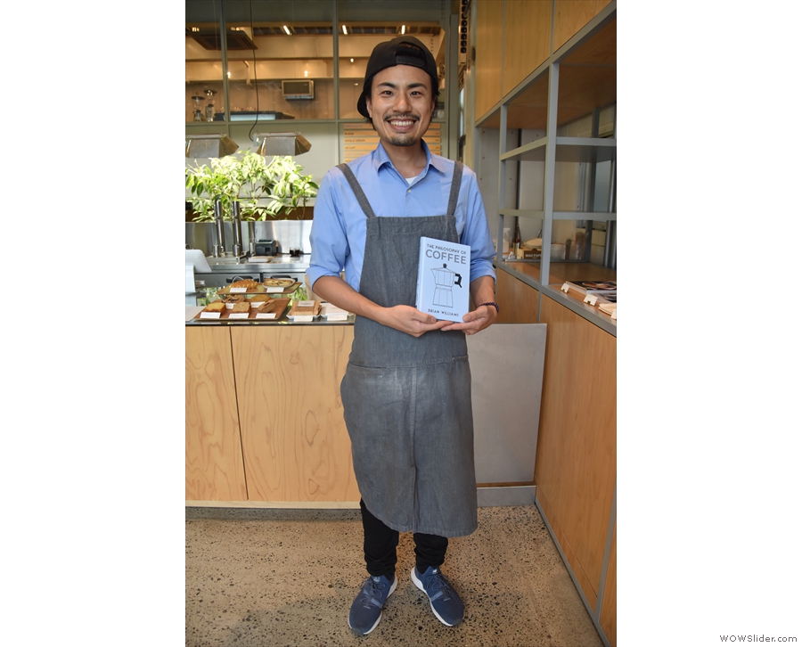 I'll leave you with Yoshi, my barista last year, who bought a copy of my book!