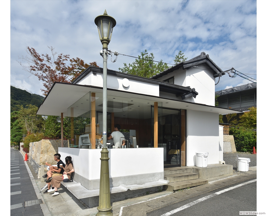 It's the Arashiyama branch of % Arabica, in this cute little building on the corner.