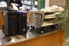 The Black Eagle espresso machine is also down here, which makes the coffee to go.