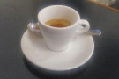 Again, the first espresso comes in a tulip-shaped cup...