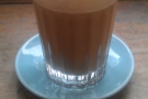 And, finally, my flat white in a glass.