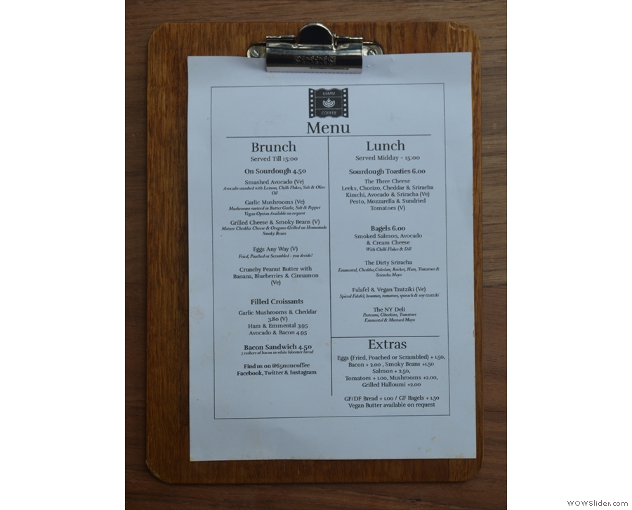 Talking of which, there are concise brunch and lunch menus.
