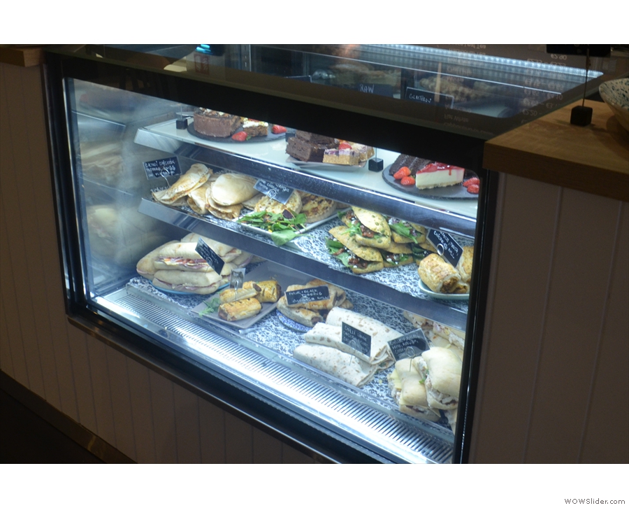 ... with more cakes and a selection of sandwiches in the built-in display case.