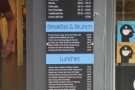 The menu is handily posted on the wall by the door...