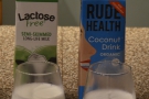 ... lactose-free (semi-skimmed) milk and the coconut milk (which was already separating).