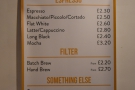 There's a concise drinks menu...