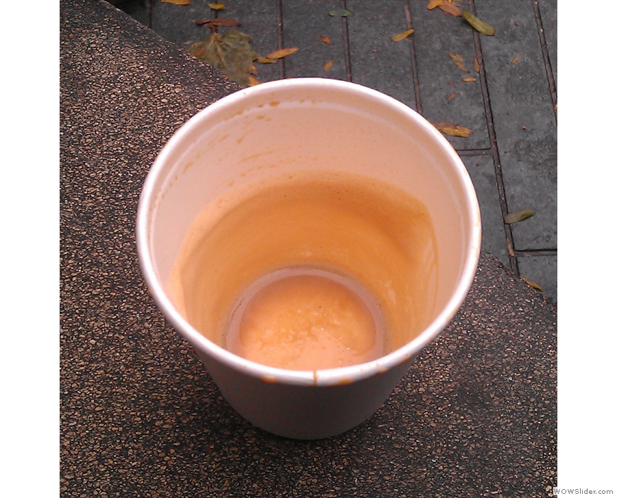 All gone :-( Look at that milk/coffee coating the sides of the cup. Always a good sign :-)
