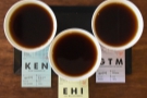 Tasting Flights at Glitch Coffee, comparing three coffees side-by-side. Twice.
