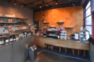 A panoramic view from just inside the door, where Linea Caffe is dominated by its counter.