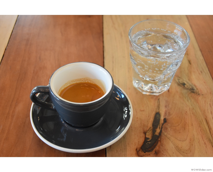 Before I left, I had the Costa Rica Finca Las Ventanas single-origin espresso, served with...