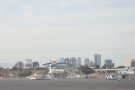 Downtown Phoenix in the distance behind the car rental centre.
