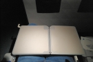 ... and folded out to its full width (just not wide enough to reach the other armrest!).