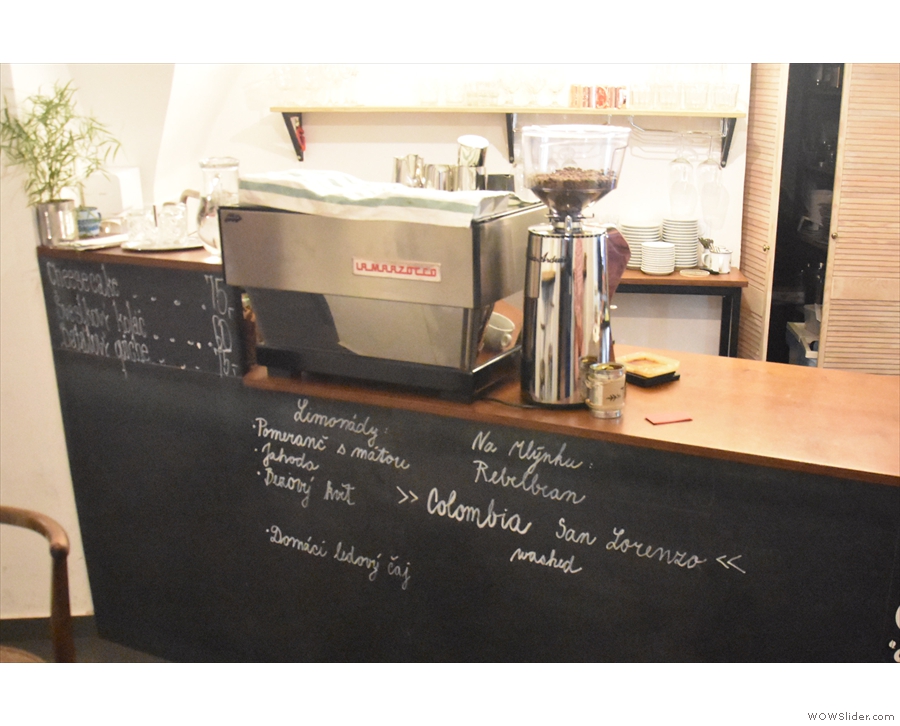 ... is for the various specials chalked on the front, under the espresso machine.