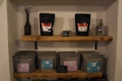 ... with retail bags of coffee on the top shelves from Rebel Bean and the guest roaster.