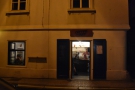 The front of Coffee and Riot faces south on the narrow street. The door's on the right...