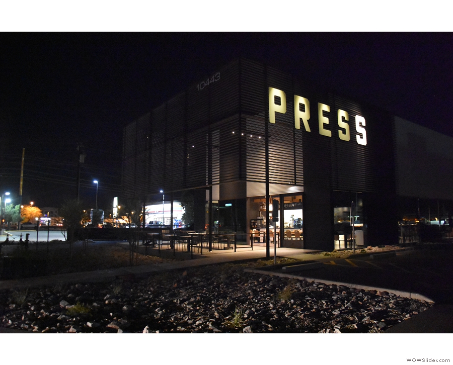 Here's an alternative view of The Roastery at night, where the...