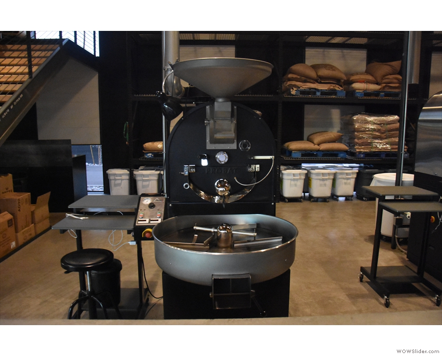 The first roaster is the baby of the three, used for small-batch single-origin roasts.
