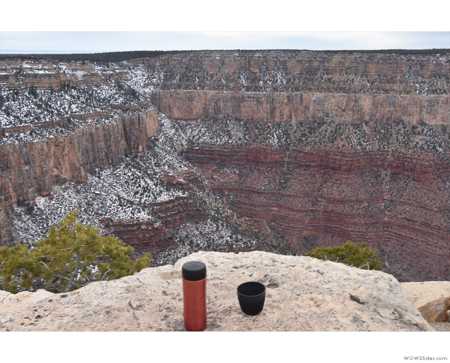 Believe it or not, in the opposite corner, the Bright Angel Trail starts its descent into the...