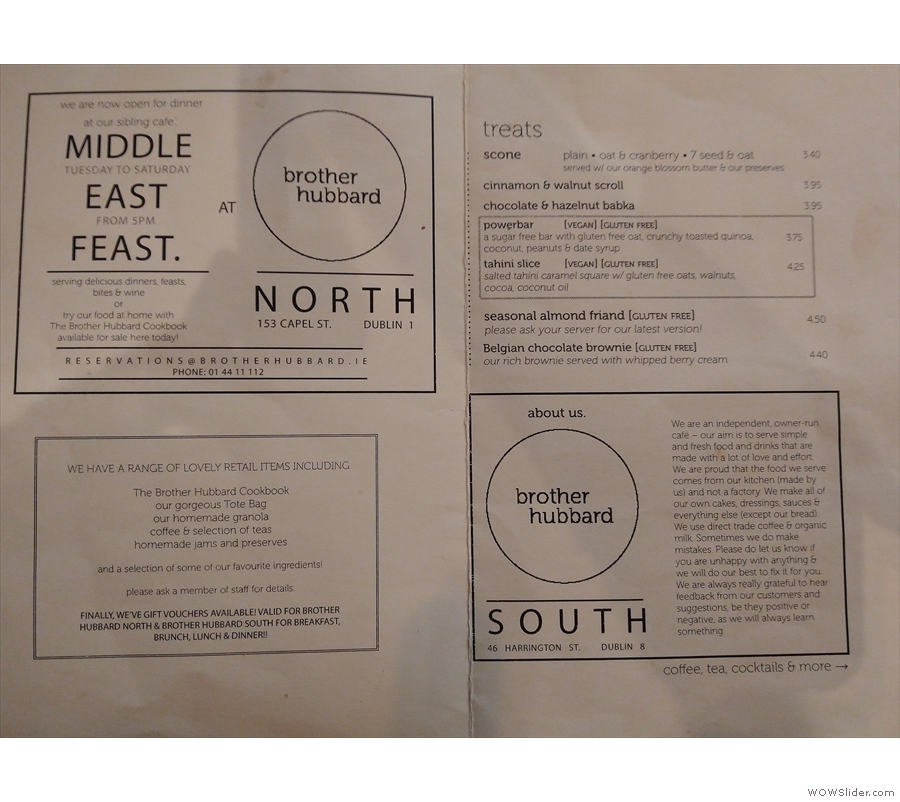 Talking of menus, you'll find them on the tables...