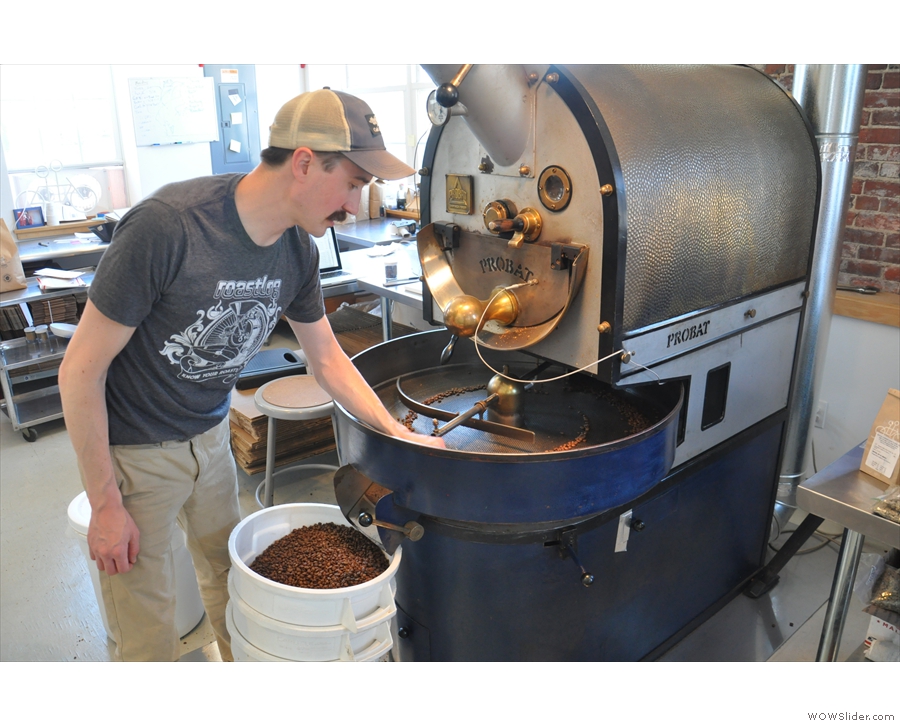 Will, like any good roaster, is always keeping an eye on his beans, checking on the quality.