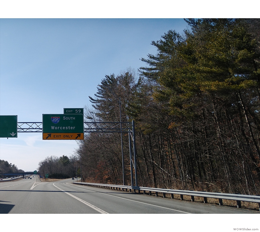 ... as we peel off onto I495 in the direction of Worcester