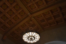 Check out the awesome light-fitting and the amazing wood-panelled ceiling.