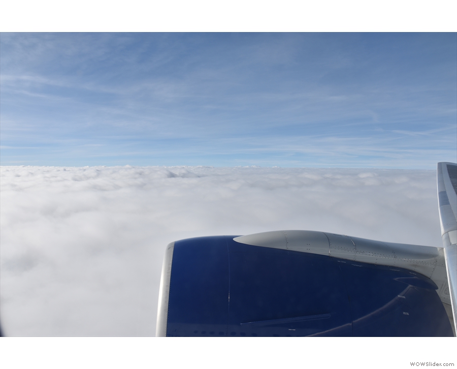 And finally, at 5,000 m, ten minutes after taking off, we break through the clouds.