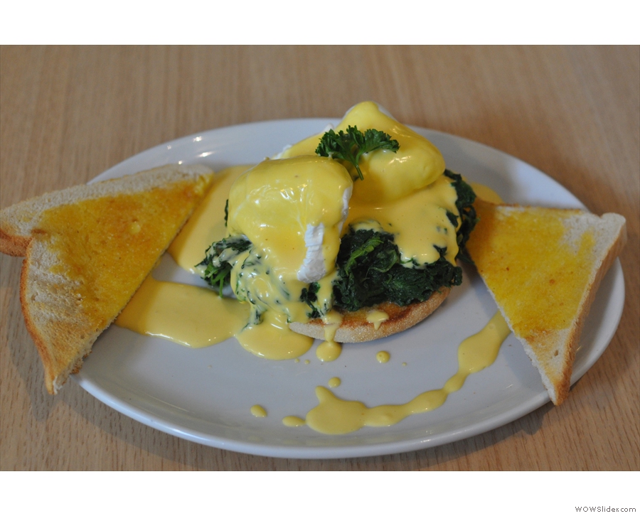 My breakfast of choice, Eggs Florentine, at Newcastle's Quay Ingredient
