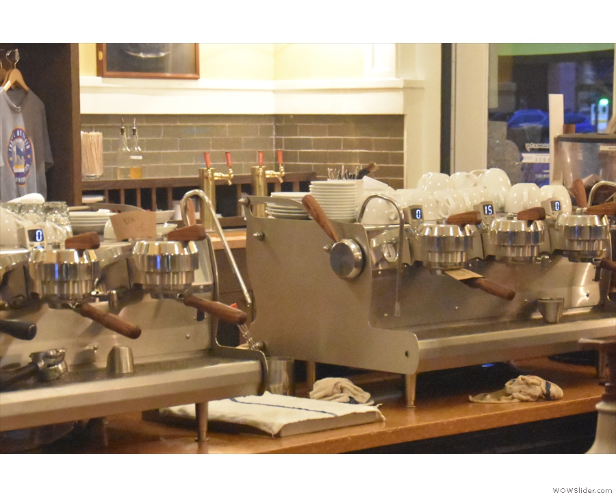 ... your coffee is made on one of two Synessos on the other side of the L-shaped counter.