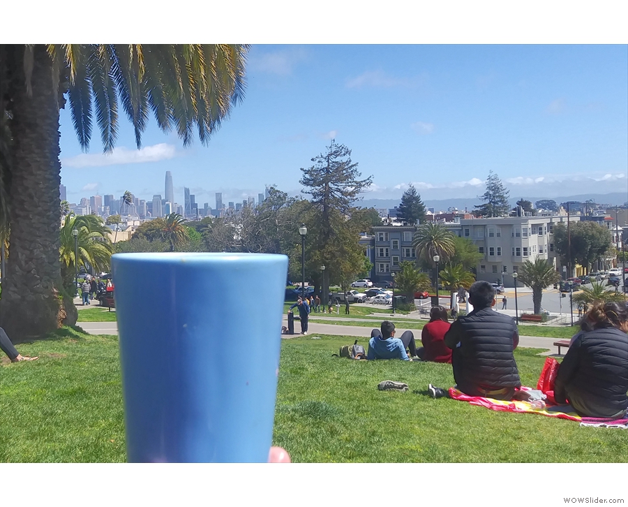 Some of the time, I was a tourist, though. Here my Therma Cup enjoys Dolores Park.