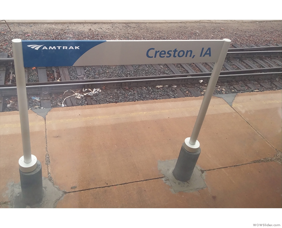 We reach our next stop, Creston, at ten past nine, just over two hours behind schedule.