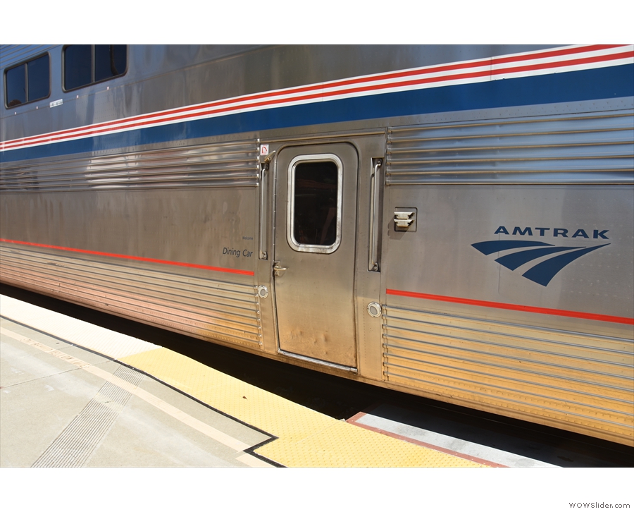 Surely one of the best sights when boarding an Amtrak train: the dining car!